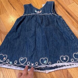 Gymboree Dark Blue Denim Dress with Pastel Embroidery